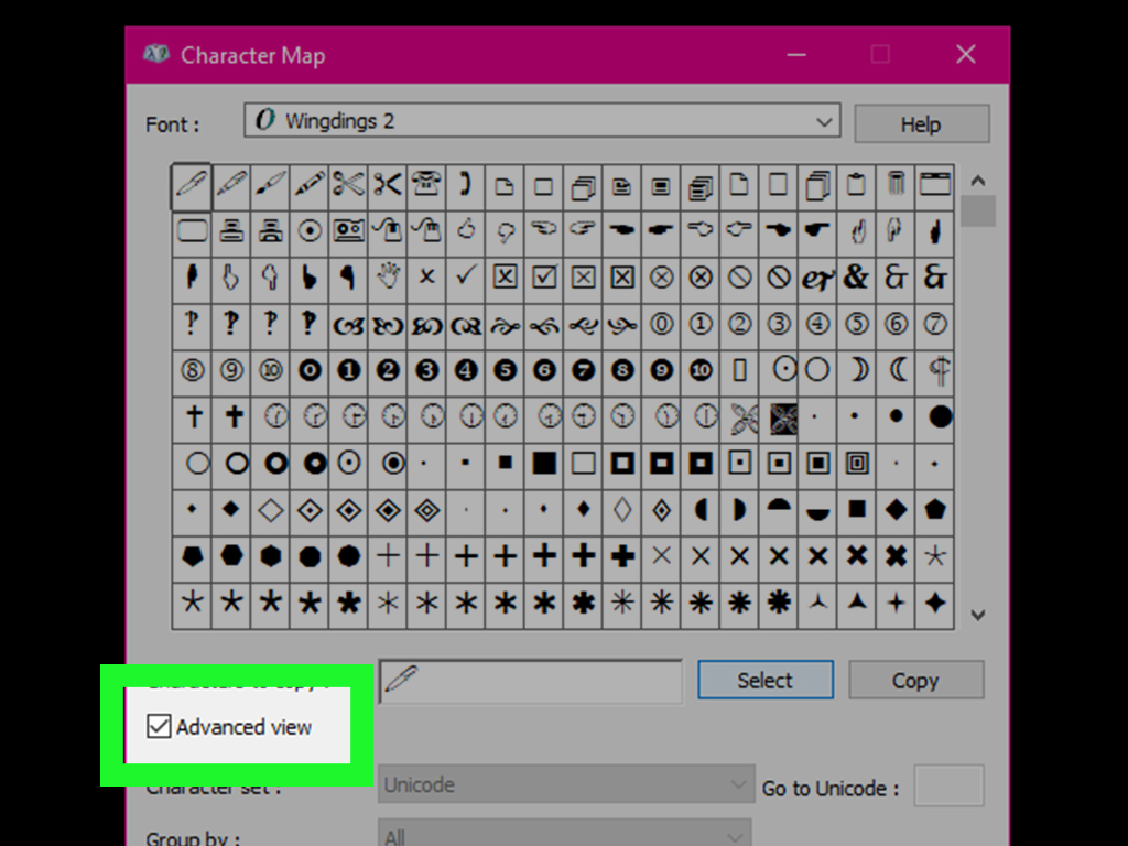 windows character map for 10